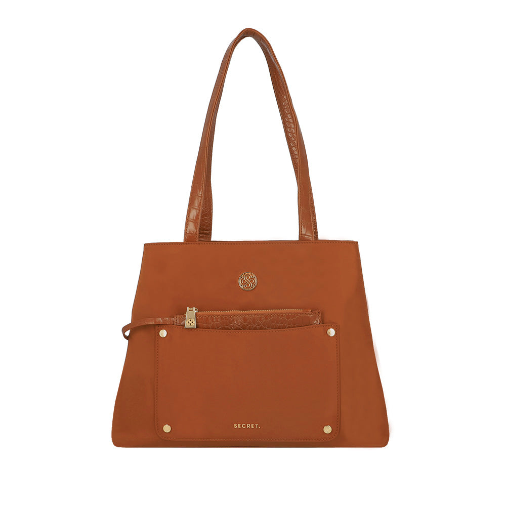 CARTERA DE HOMBRO GIRONA FW25 CAFÉ MEDIO L 3DV